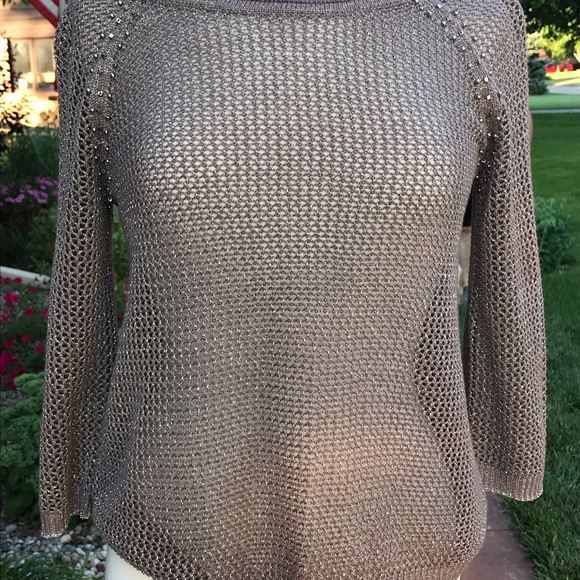 INC International Concepts Sweaters - INC Bronze/Taupe Metallic Sweater